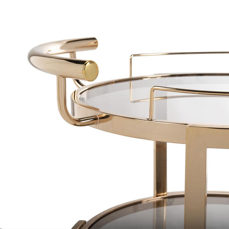 Safavieh Rio 3 Tier Round Bar Cart And Wine Rack, Gold/Tinted Glass