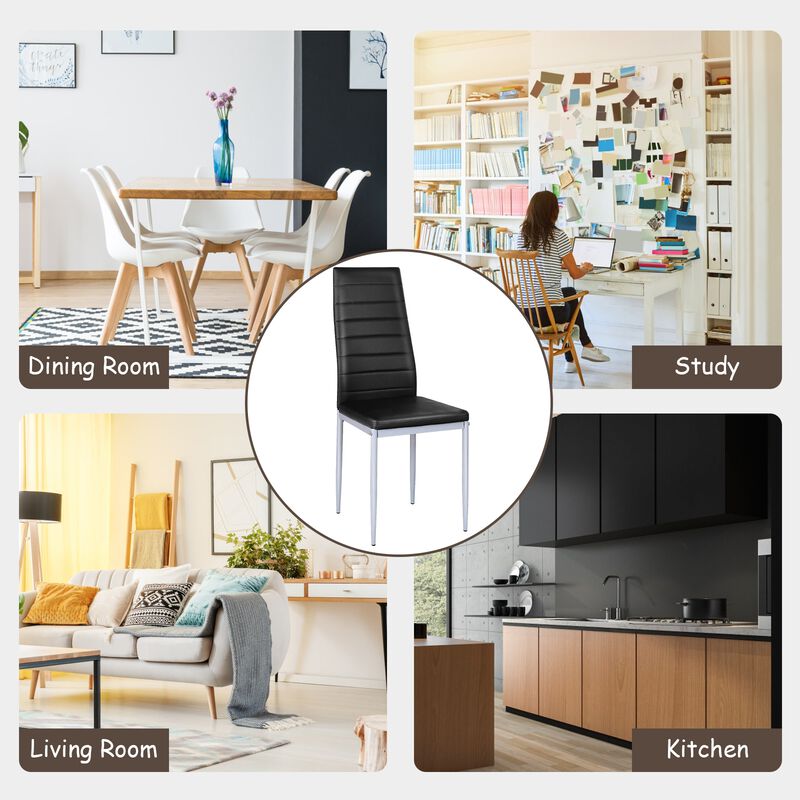 4 pcs PVC Leather Dining Side Chairs Elegant Design