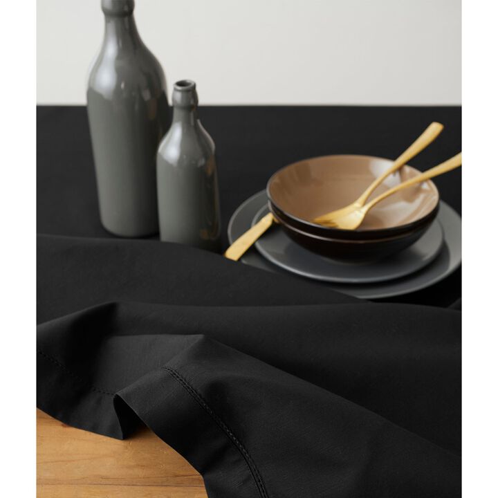 Solino Home Cotton Linen Hemstitch Tablecloth for Thanksgiving, Christmas