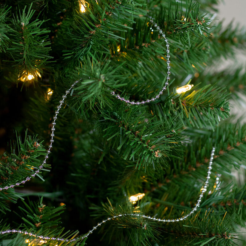 66' x 4mm Metallic Silver Beaded Artificial Christmas Garland - Unlit