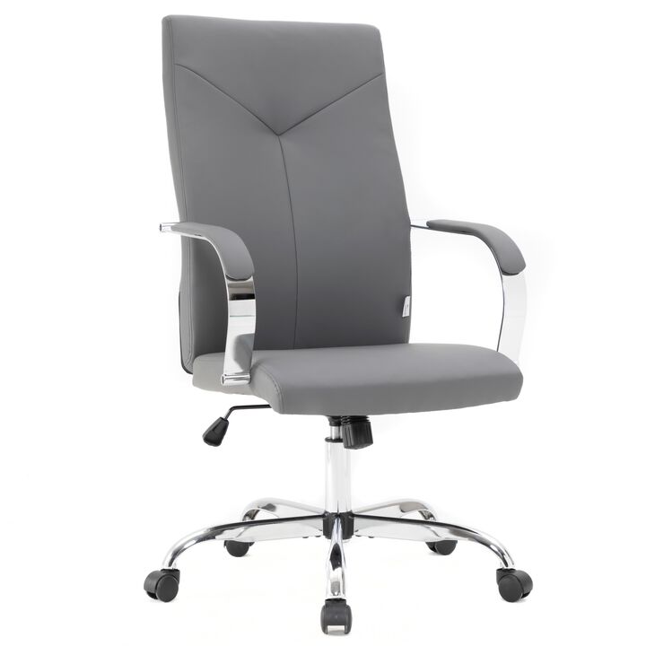 LeisureMod Sonora Modern High-Back Tall Adjustable Height Leather Conference Office Chair with Tilt & 360 Degree Swivel
