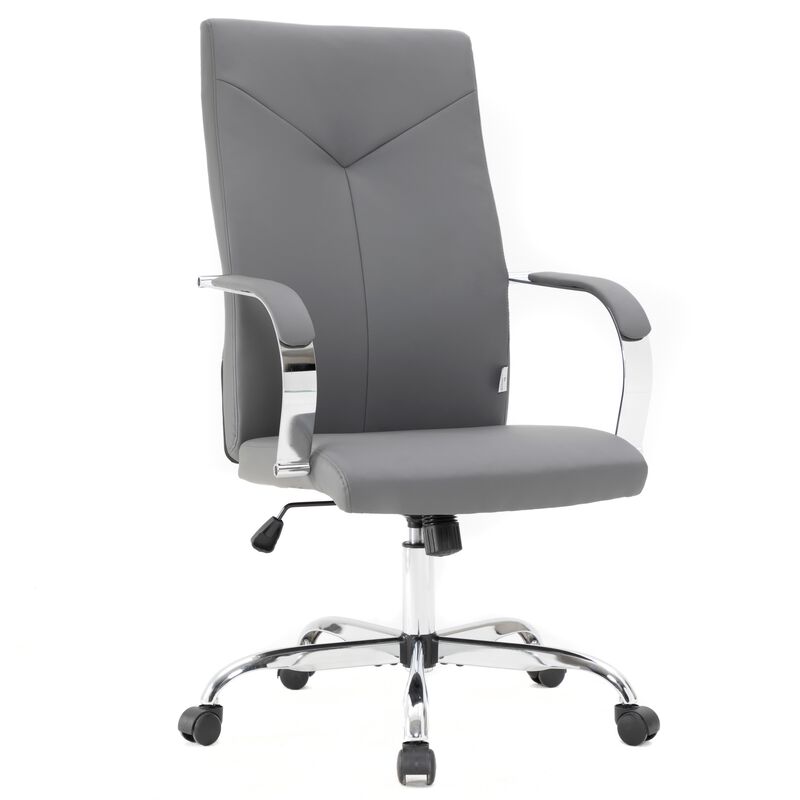 LeisureMod Sonora Modern High-Back Tall Adjustable Height Leather Conference Office Chair with Tilt & 360 Degree Swivel