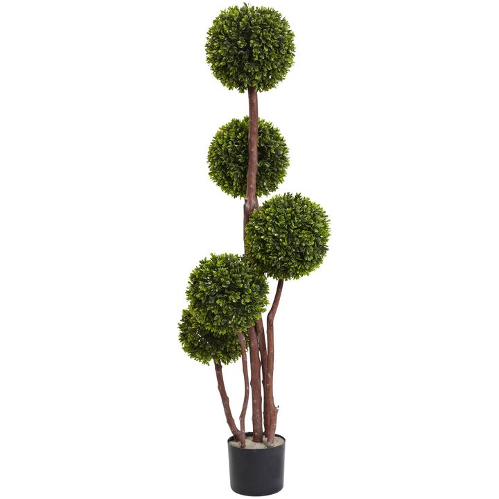 Hivvago 4 Feet  Boxwood Topiary x5 w/420 Lvs UV Resistant (Indoor/Outdoor)
