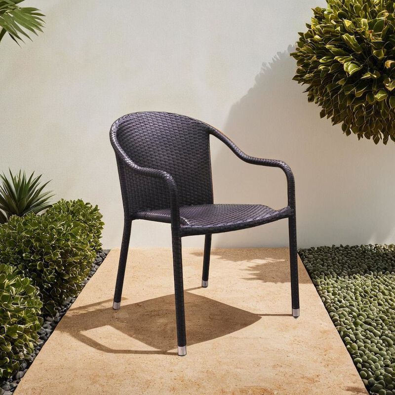 FurniFact Modern Stackable Outdoor Wicker Chair Set of 4