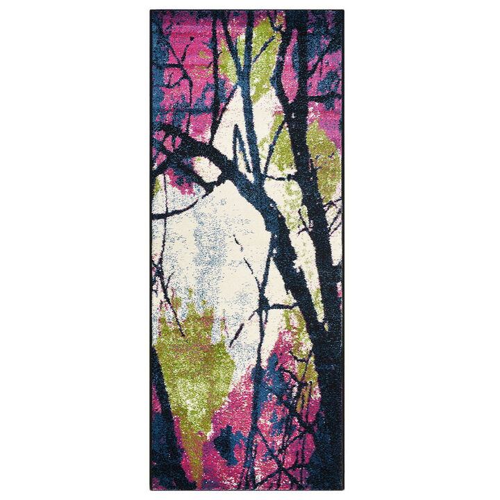 RUGSOTIC CARPETS MACHINE MADE HEATSET POLYPROPYLENE AREA RUGS  - 2'6''x10', Runner Shape, Multicolor Color, Floral Modern Design, Midium Pile Machine Made Area Rugs for Living Room (M00008)
