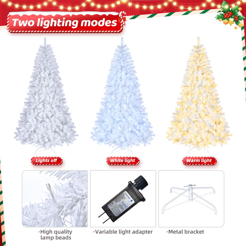 Warm White Christmas Tree 8 Modes, 2008 Branches, Lush & Festive Holiday Décor