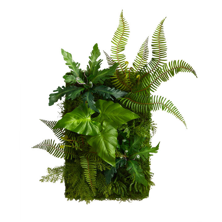Hivvago 24" x 16" Mixed Foliage Artificial Living Wall