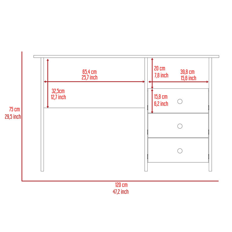 DEPOT E-SHOP Antara Computer Desk with Open Storage Shelf and 3-Drawers, Light Gray