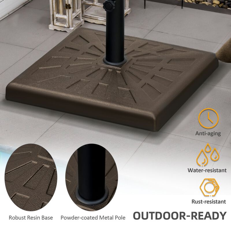 Brown Umbrella Base: 42lbs 20" Square Resin Stand for 1.26", 1.5", 1.9" Poles