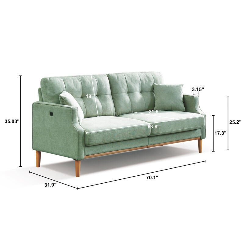 Living Space Sofa 3 Seater With Waterproof Fabric, USB Charge Port