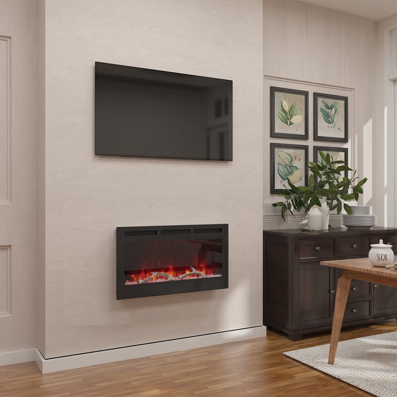 36 Inch 1500W  Versatile Installation Electric Fireplace with Multicolor Flame