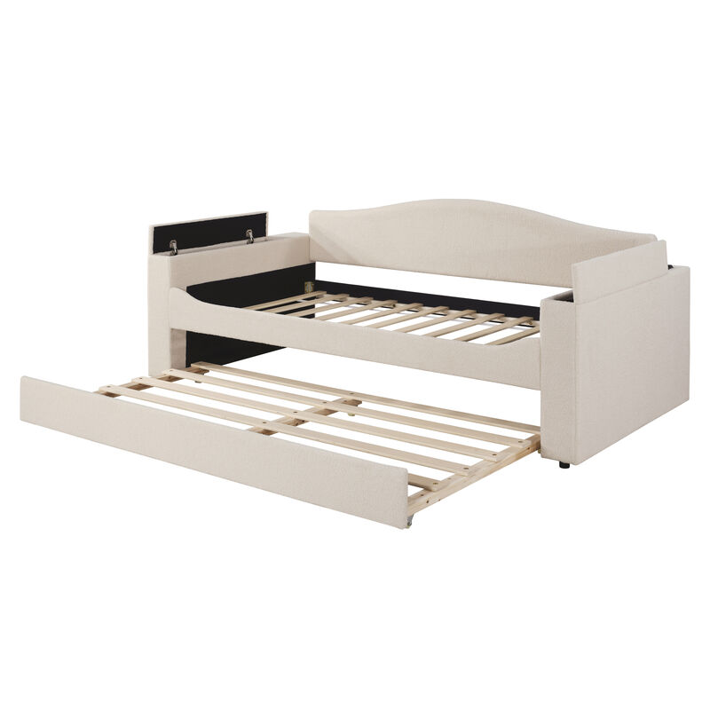 Merax Upholstered Daybed with Storage Armrests