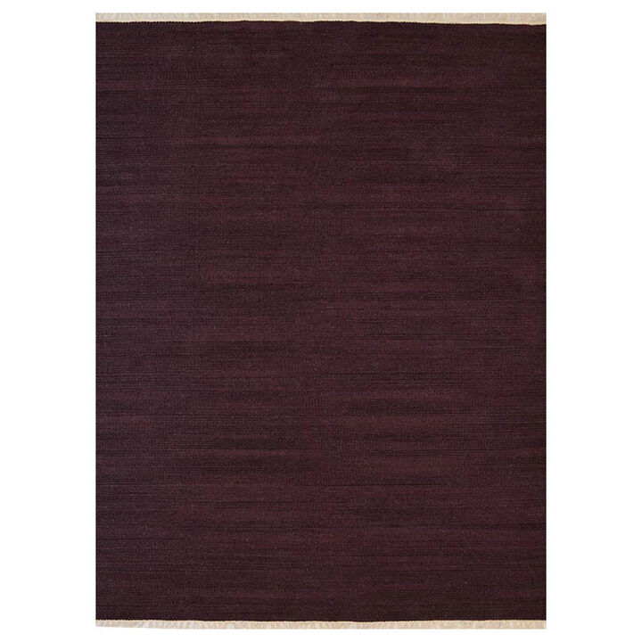 RUGSOTIC CARPETS HAND WOVEN FLAT WEAVE KILIM WOOL ECO-FRIENDLY AREA RUGS  - 3'x5', Rectangle Shape, Plum Color, Solid Plain Design, Low Pile  Handmade Area Rugs for Living Room, Bed Room (D00111)