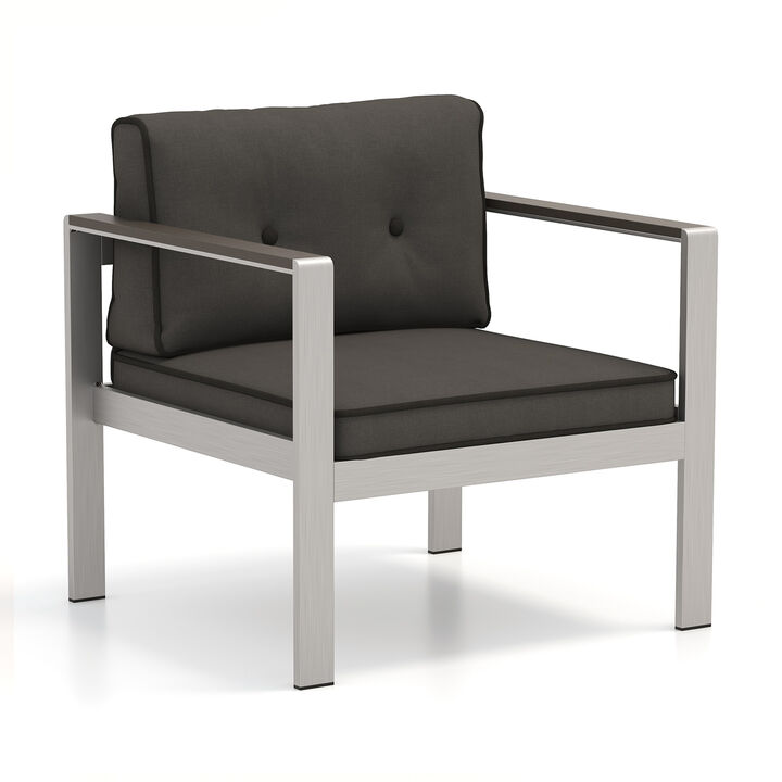 Contemporary Sofa Chair with WPC Armrests and Back Cushions-Grey