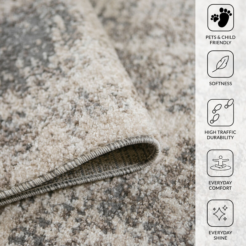 Yasmin Clarise Beige Abstract Polyester Area Rug 7'10" x 10'6"