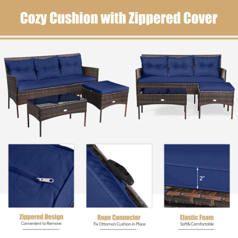 Hivvago 3 Pieces Patio Furniture Sectional Set with 5 Cozy Cushions