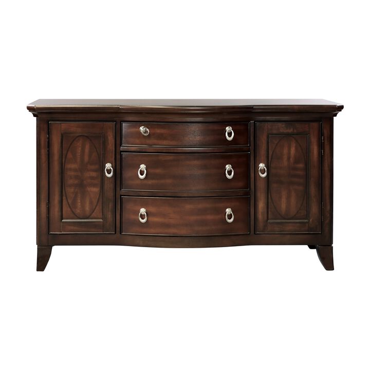 Koot 56 Inch 3 Drawer Buffet Console, Storage Cabinets, Adjustable Shelves-Benzara