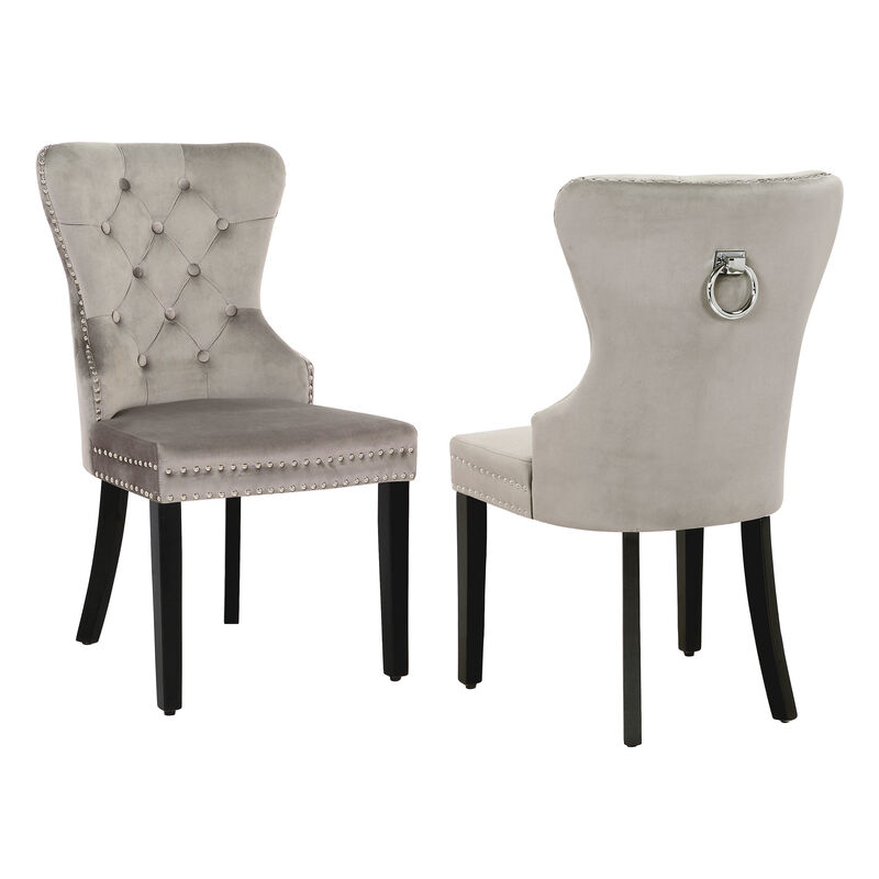 WestinTrends Velvet Upholstered Tufted Dining Chairs (Set of 2)