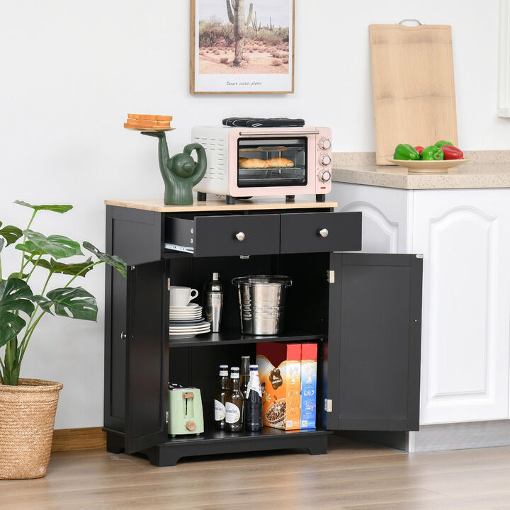 Black Dining Storage: 2-Door Sideboard Buffet Cabinet with Drawers