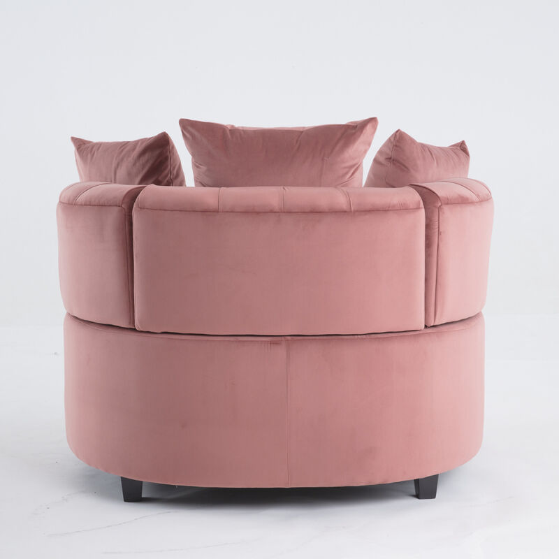 Accent Chair Classical Barrel Chair For Living Room Modern Leisure Sofa Chair (Pink)