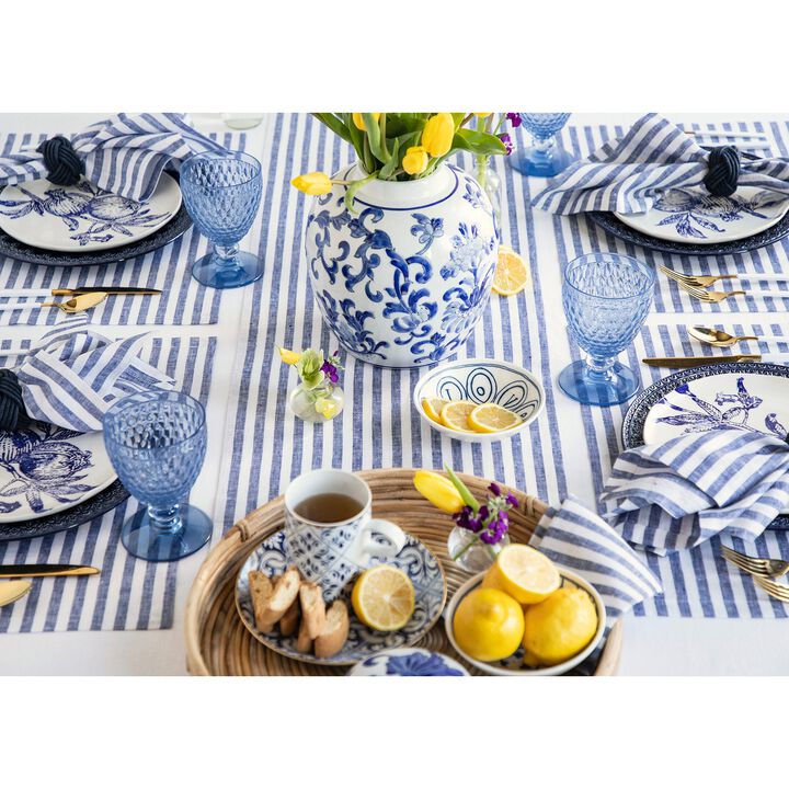 Solino Home 100% Pure Linen Table Runner 14 x 72 Inch | Amalfi Stripe