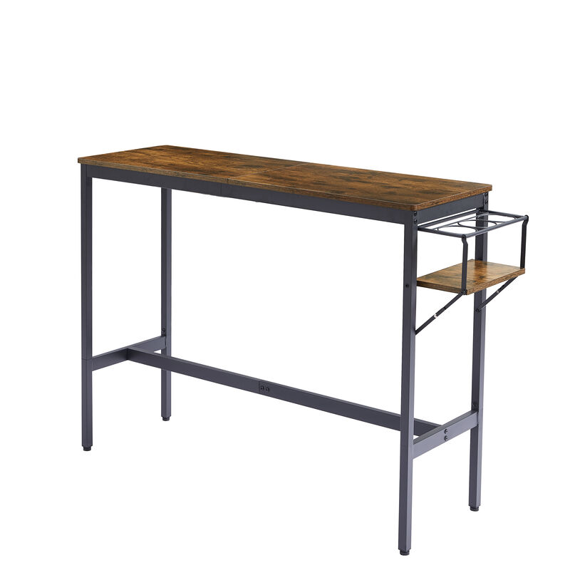 Streamdale Rustic Bar Table Set with Wine Rack