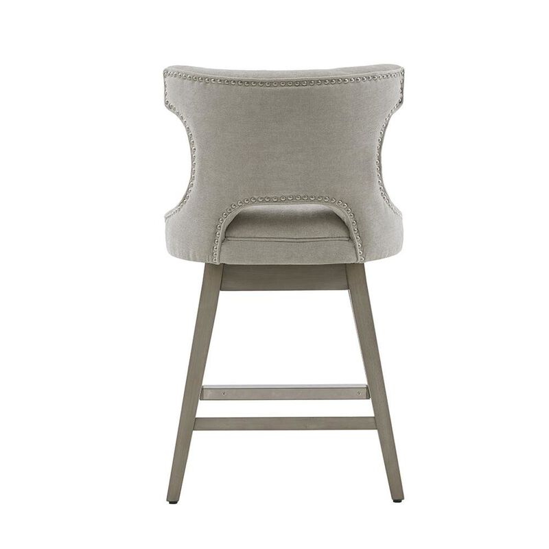 Starlight Canyon Home Gray Swivel Counter Stool with Solid Wood Frame and Fabric Seat