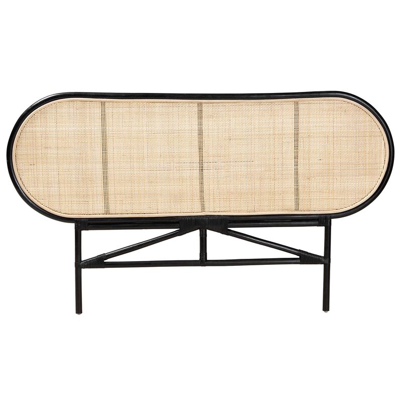 Bali & Pari Reegan Modern Bohemian Natural Rattan Queen Size Standalone Headboard