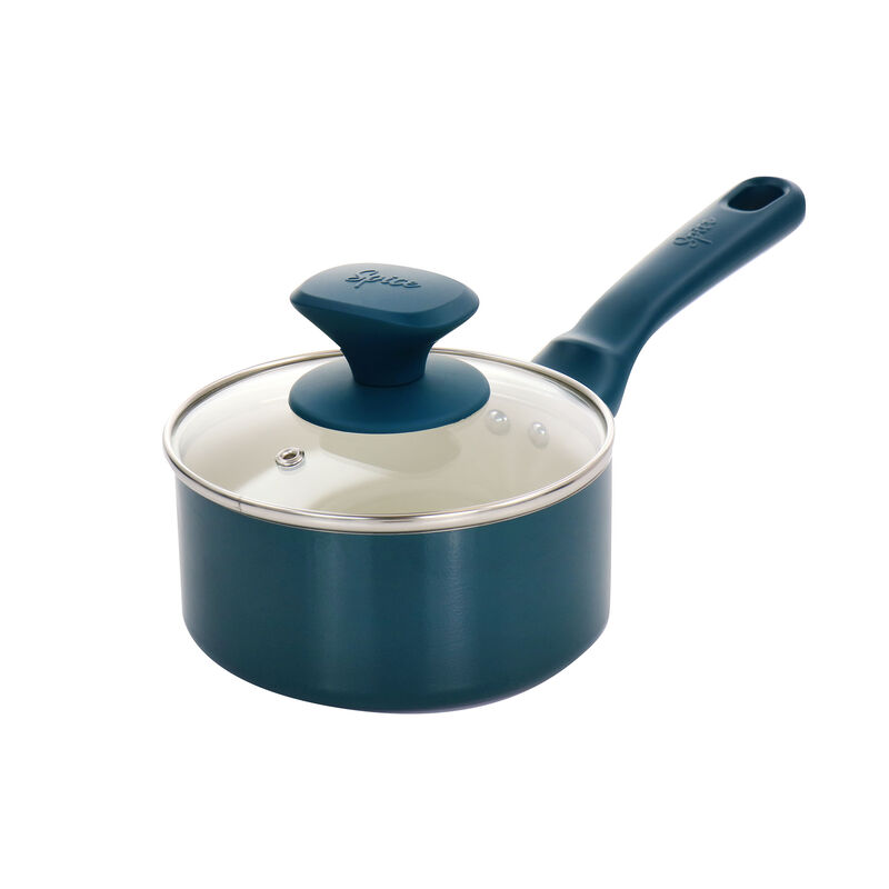 Spice by Tia Mowry Savory Saffron 16 Piece Ceramic Nonstick Cookware Set in Teal