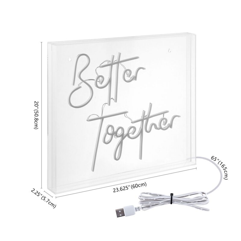 Better Together 23.63" X 20" Contemporary Glam Acrylic Box USB Operated LED Neon Light