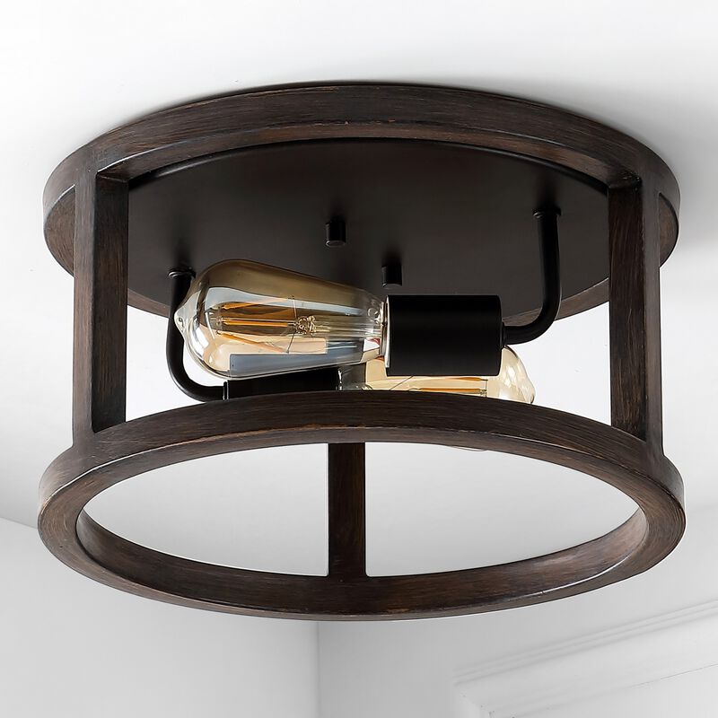 Atelier 2-Light Iron Rustic Industrial LED Flush Mount