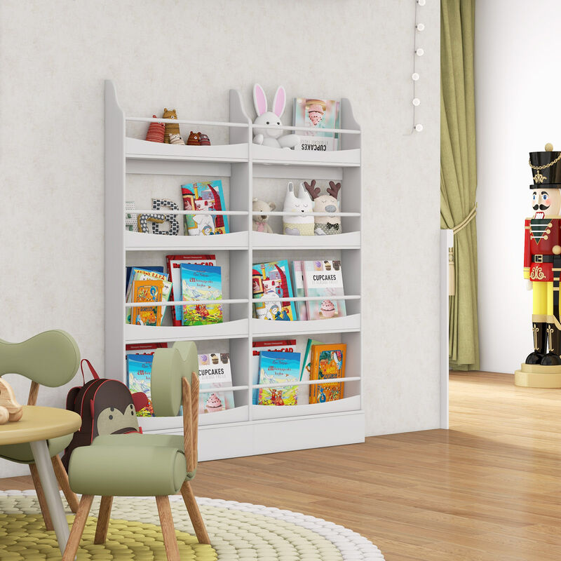 4-Tier Bookshelf with 2 Anti-Tipping Kits for Books and Magazines