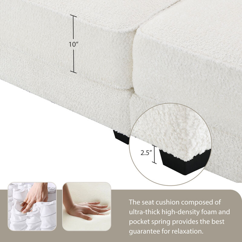 4 Seat Upholstered Sleeper Sectional Sofa