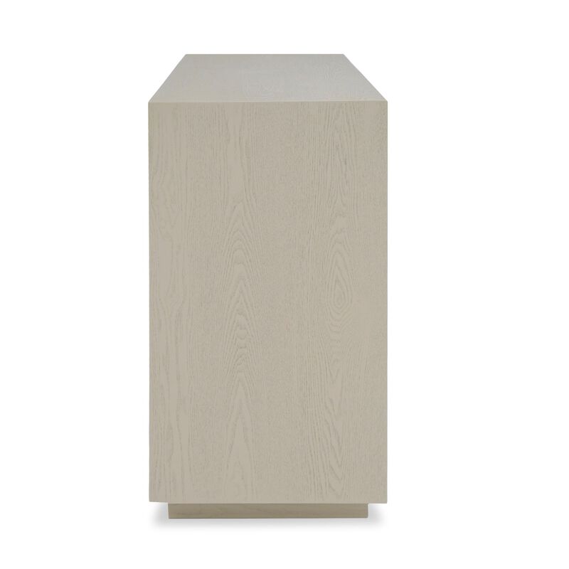 Cid Jorie 39 Inch Nightstand, 3 Drawers, Cream White Wood, Steel Handles - Benzara