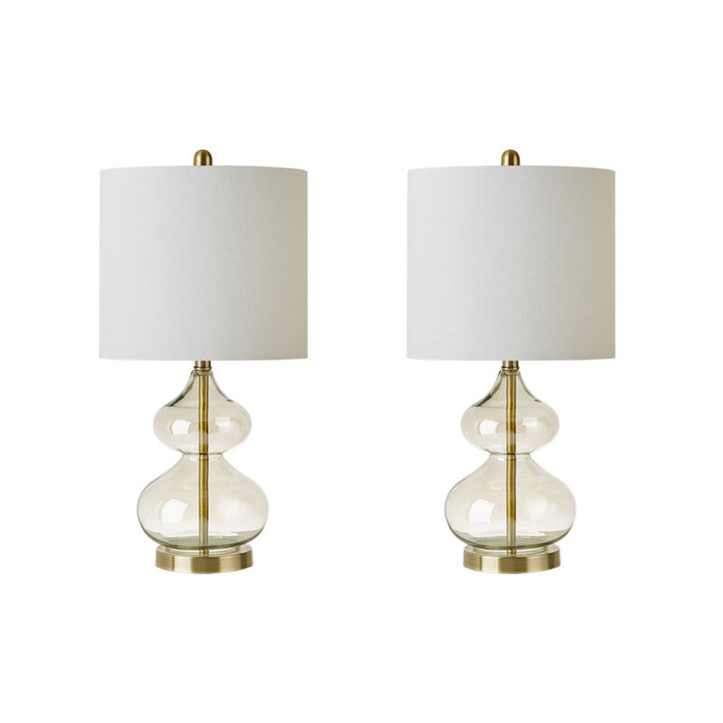 Ellipse Curved Glass Table Lamp, Set Of 2