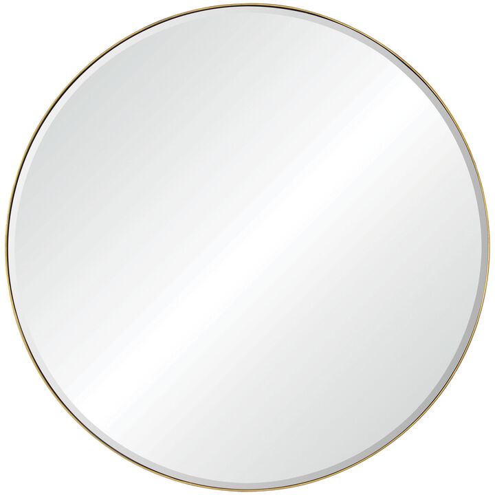 48" Gold Leaf Finished Framed Beveled Round Wall Mirror