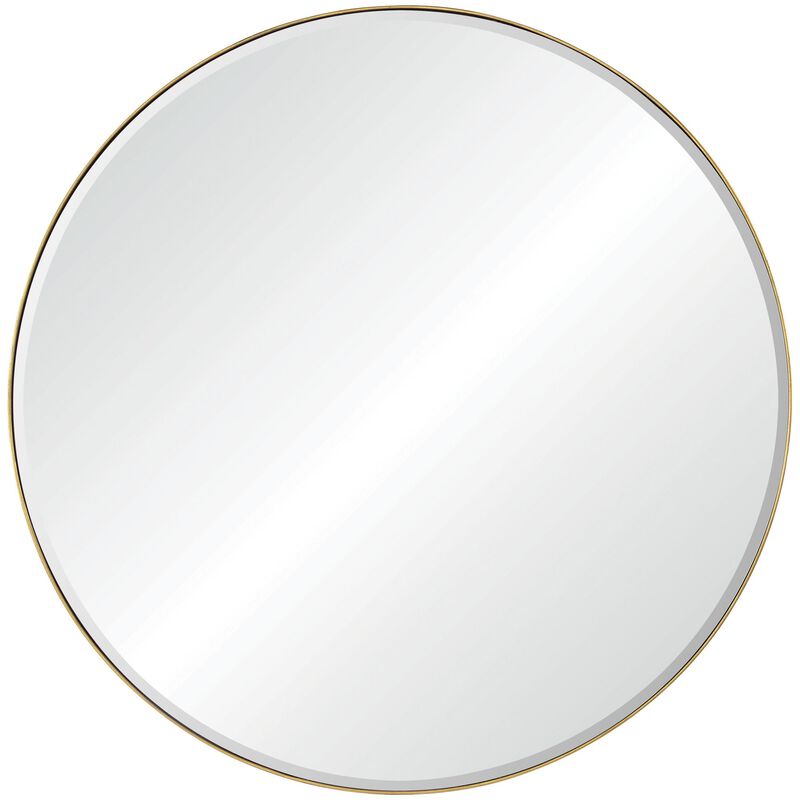 48" Gold Leaf Finished Framed Beveled Round Wall Mirror