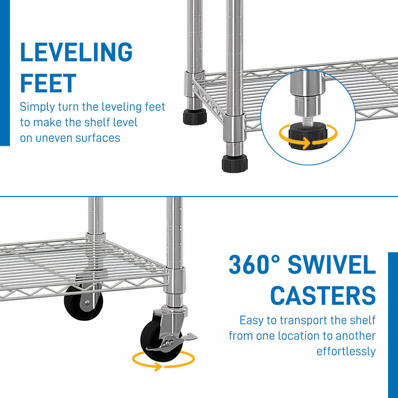 6-Tier Shelving Unit Disassemblable Storage Rack with Wheels for Easy Mobility