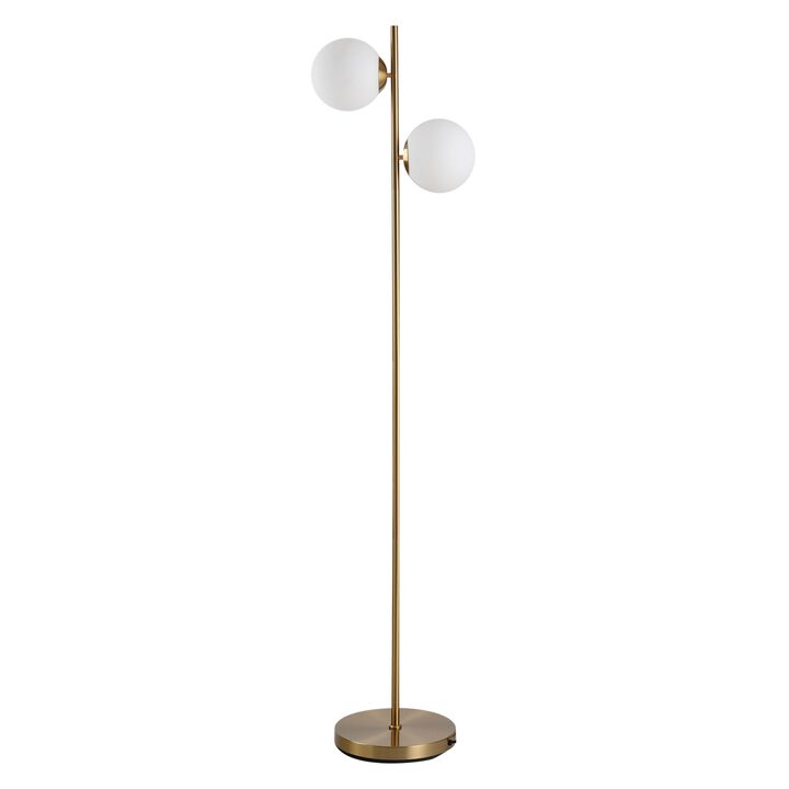 White Modern Illumination: Floor Lamp with 2 Glass Shades
