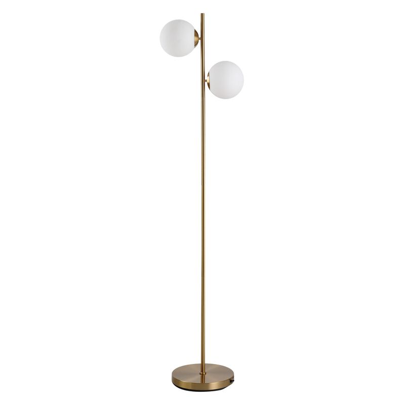 White Modern Illumination: Floor Lamp with 2 Glass Shades