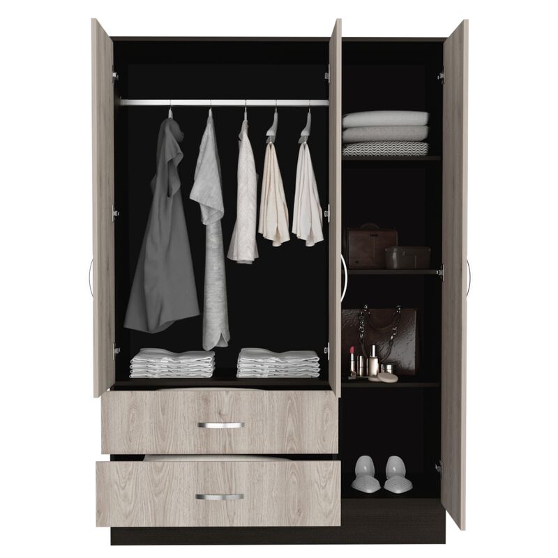 Mirrored Armoire Draggo, Bedroom, Black / Light Gray