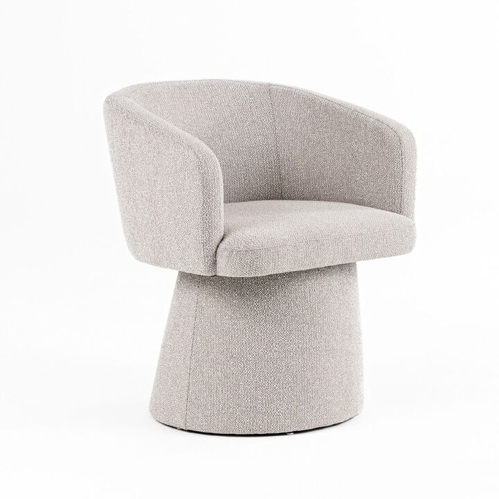 24 Inch Accent Dining Chair, Cushioned Seat and Windsor Back, Gray Linen - Benzara