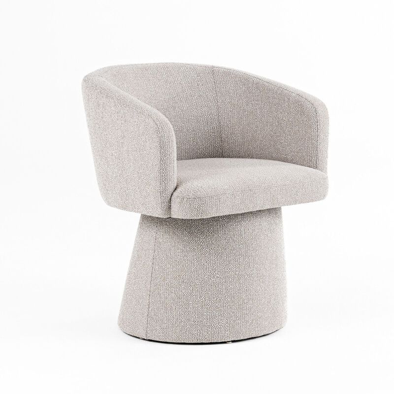 24 Inch Accent Dining Chair, Cushioned Seat and Windsor Back, Gray Linen - Benzara