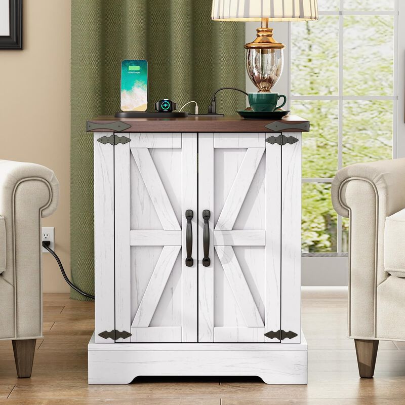 Merax Versatile Side Table End Table with Charging Statio