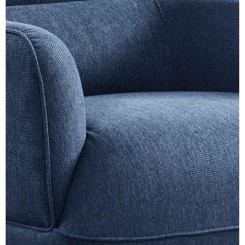 Dup 34 Inch Accent Chair, Cushioned Seat, Rounded Track Arms, Muted Blue - Benzara