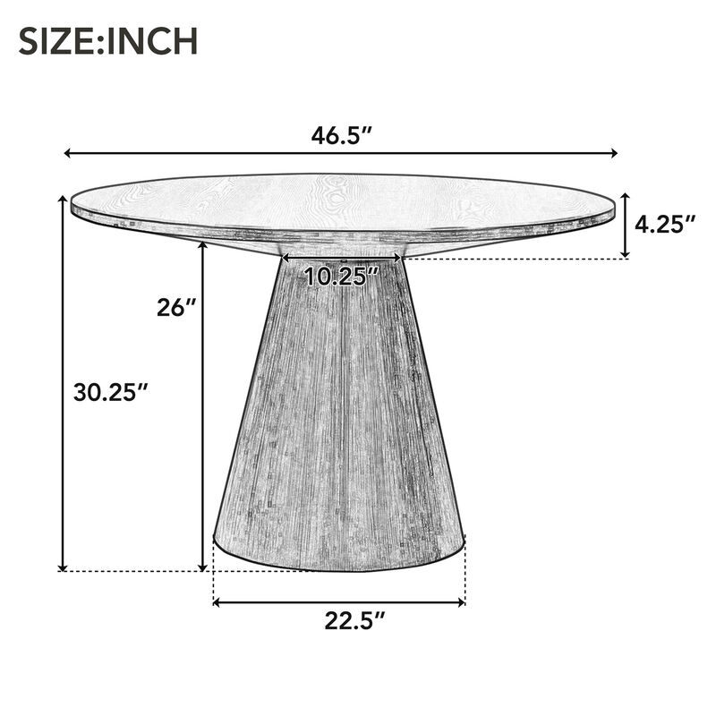 Gewnee Retro Round Dining Table Minimalist Elegant Table for Living Room, Dining Room (Black)
