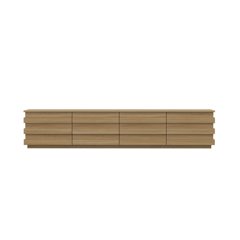 FUFU&GAGA Modern Walnut Wood Grain TV Stand with 4 Drawers (78.7" W x 15.6" D x 15.7" H), Walnut
