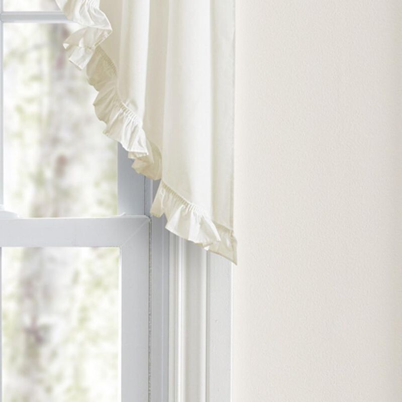 Ellis Home Classic Narrow Ruffle Natural Color Rod Pocket Swag Curtain Panel