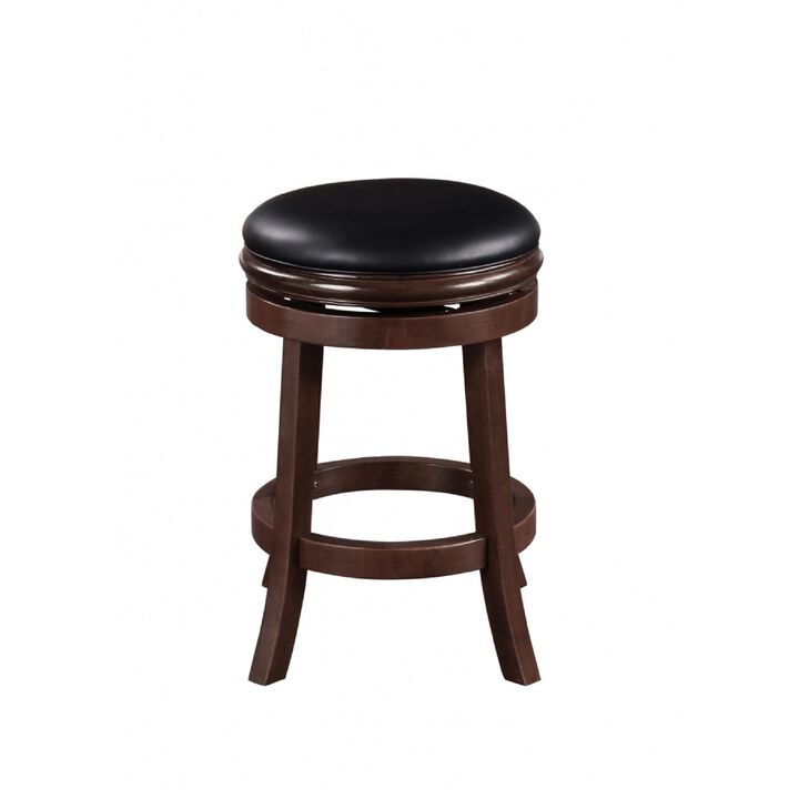 Sabi Swivel Counter Stool, Solid Wood, Faux Leather
