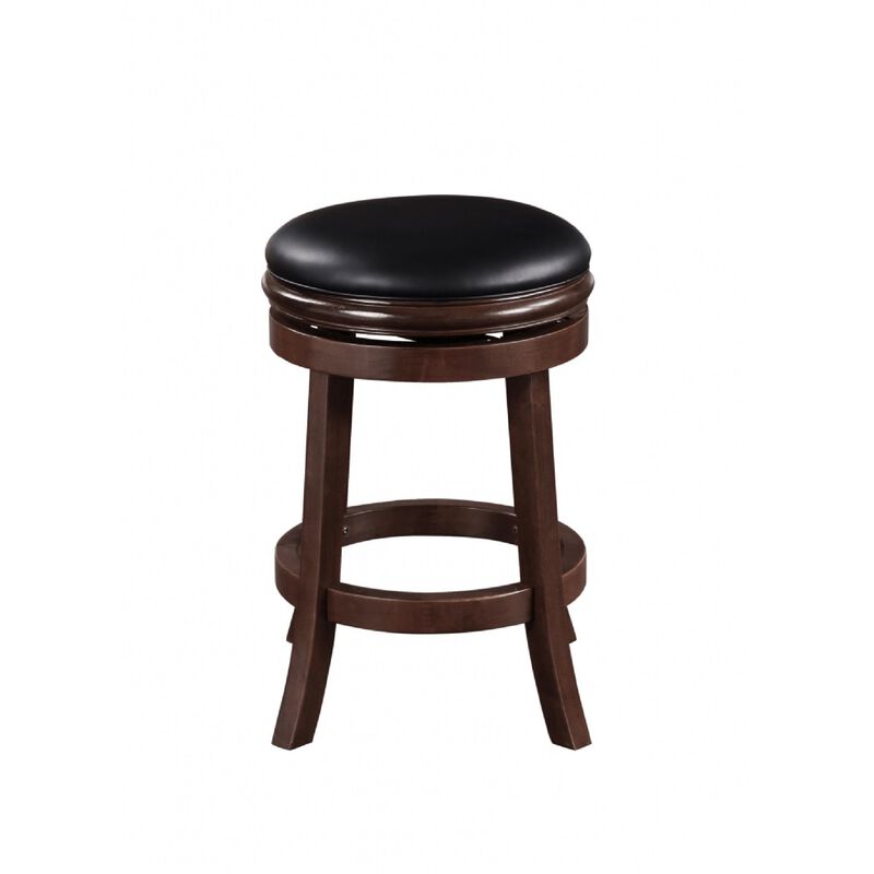 Sabi Swivel Counter Stool, Solid Wood, Faux Leather